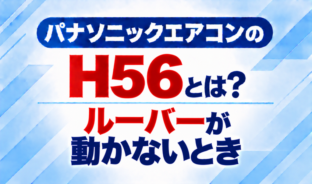 パナソニックエアコンのエラーコードH56と、ルーバーが動かないときについて示した文字のみのサムネイル画像
