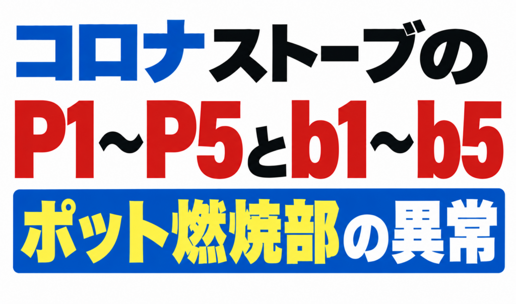 コロナストーブのP1〜P5・b1〜b5表示について、ポット燃焼部の異常を解説したサムネイル画像