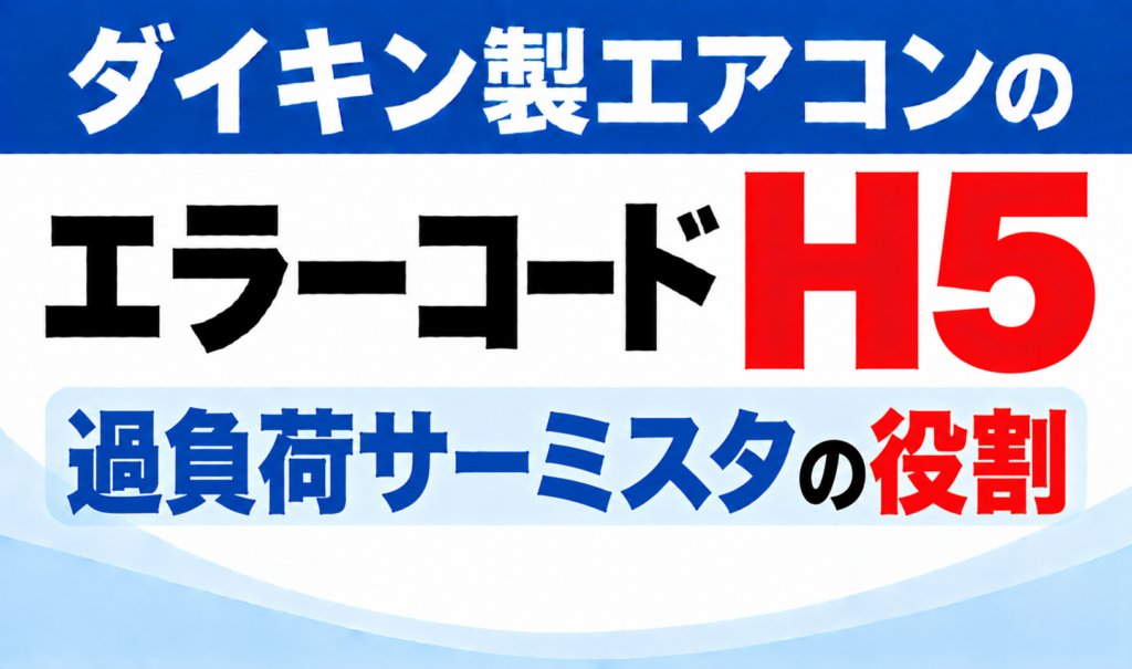 ダイキン製エアコンのエラーコードH5について、過負荷サーミスタの役割を示した文字のみのサムネイル画像