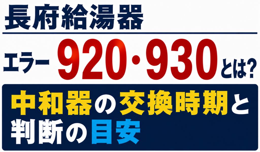 長府給湯器のエラー920・930と中和器の交換時期・判断の目安について解説するサムネイル画像