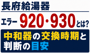 長府給湯器のエラー920・930と中和器の交換時期・判断の目安について解説するサムネイル画像