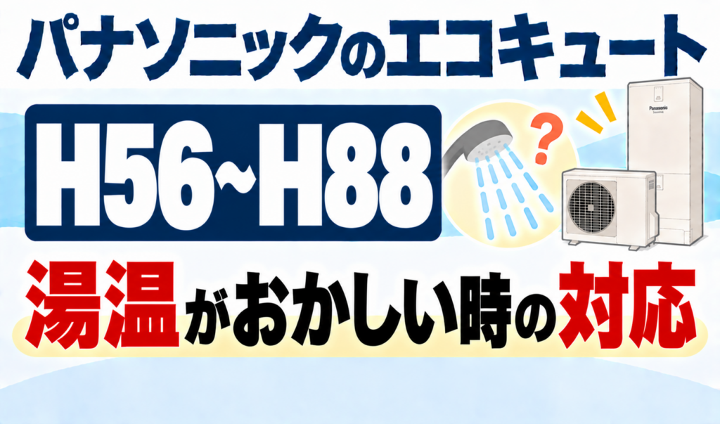 パナソニックのエコキュートH56〜H88で、湯温がおかしいときの対応を解説するサムネイル画像