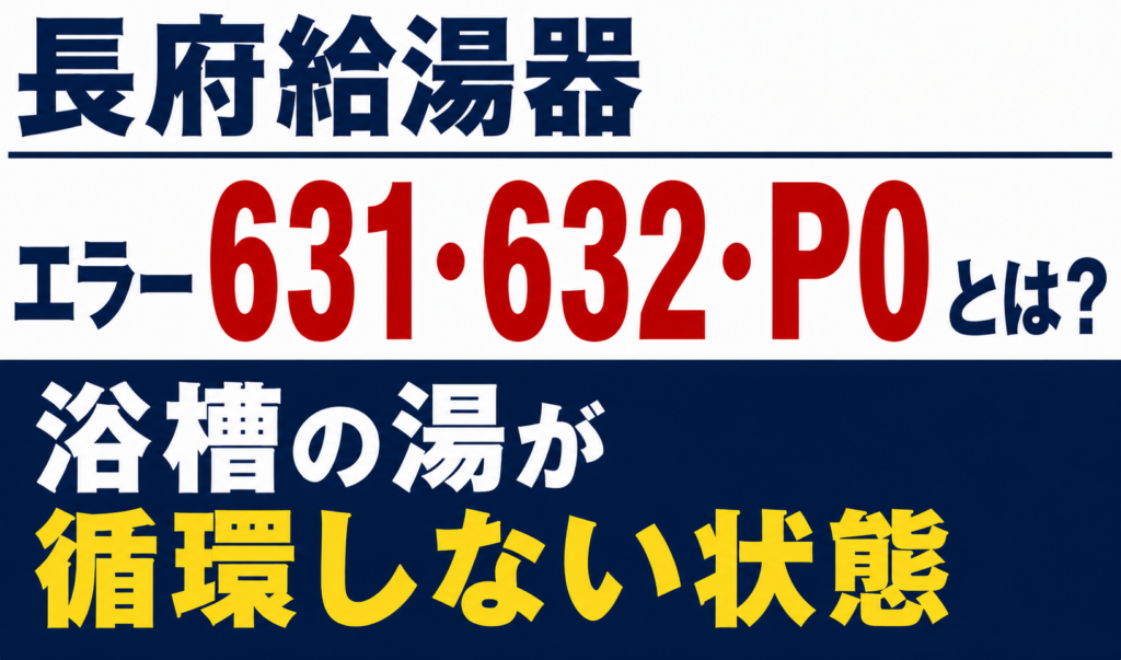 長府給湯器のエラー631・632・P0と浴槽の湯が循環しない状態について解説するサムネイル画像