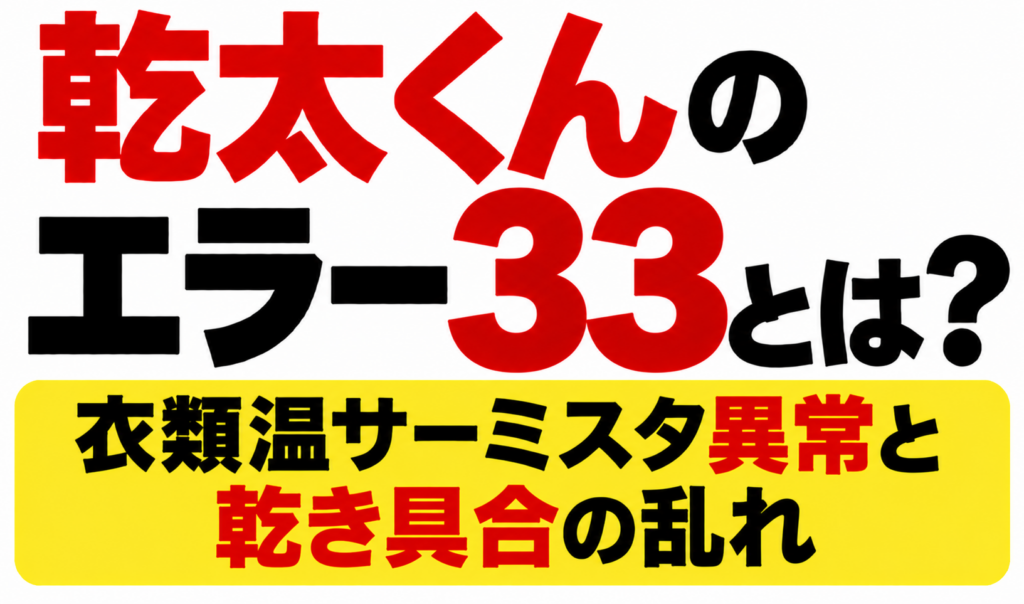乾太くんのエラー33とは？衣類温サーミスタ異常と乾き具合の乱れと書かれたサムネイル画像