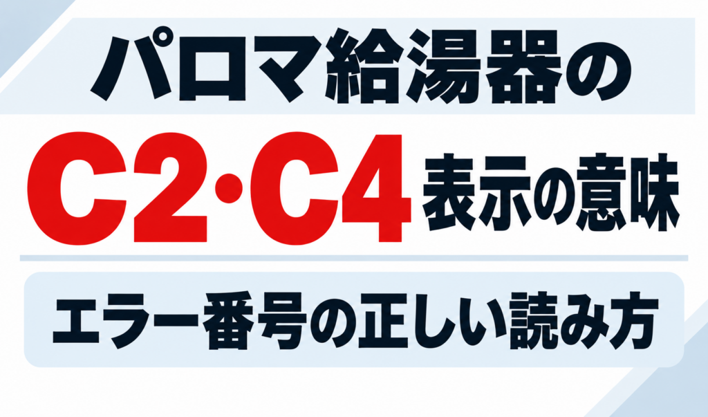 パロマ給湯器のC2・C4表示の意味とエラー番号の正しい読み方を解説するサムネイル画像