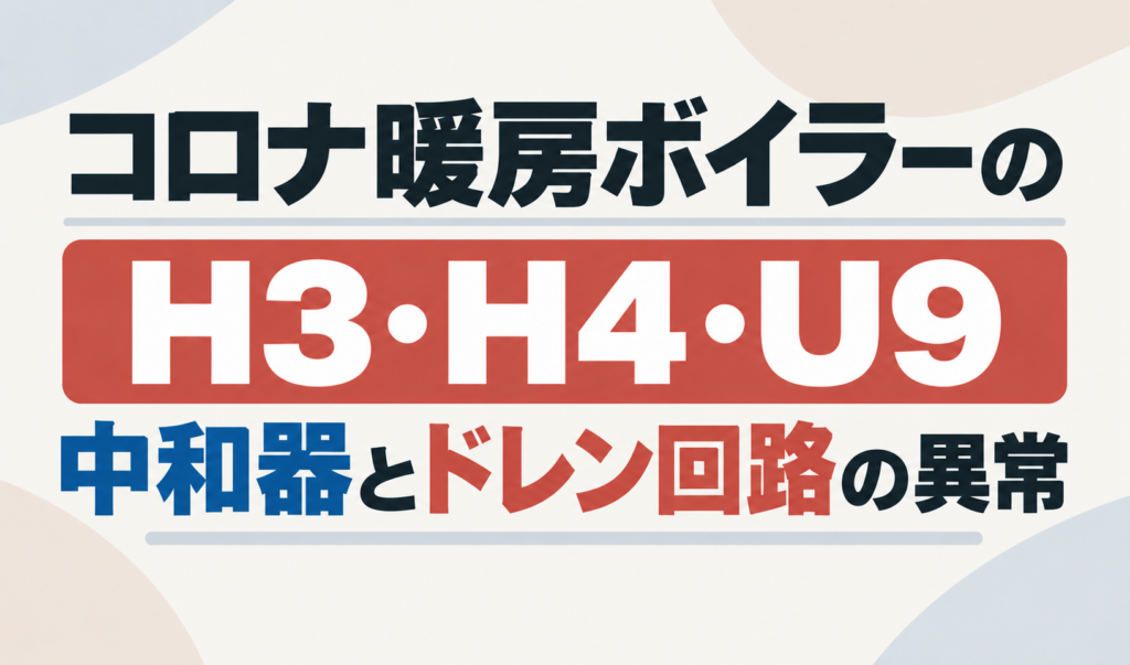 コロナ暖房ボイラーのH3・H4・U9について、中和器とドレン回路の異常を示したサムネイル画像