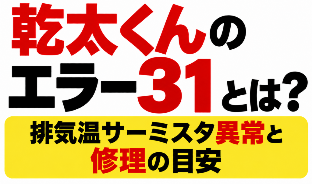 乾太くんのエラー31とは？排気温サーミスタ異常と修理の目安と書かれたサムネイル画像