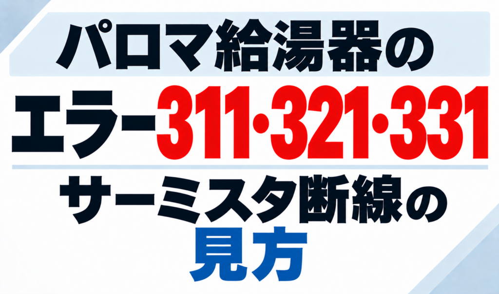 パロマ給湯器のエラー311・321・331でサーミスタ断線を確認する見方を示したサムネイル画像