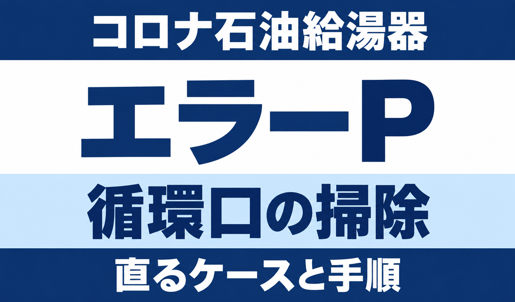 コロナ石油給湯器のエラーPと循環口の掃除、直るケースと手順を示す文字中心のサムネイル