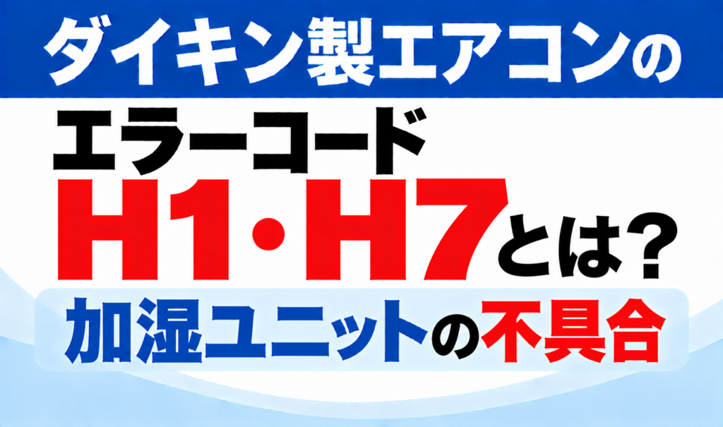 ダイキン製エアコンのエラーコードH1・H7について、加湿ユニットの不具合を示した文字のみのサムネイル画像