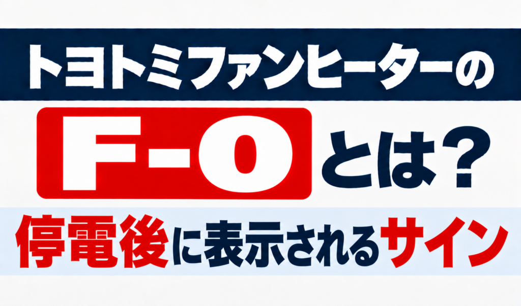 トヨトミファンヒーターのF-0と停電後に表示されるサインを解説するサムネイル画像