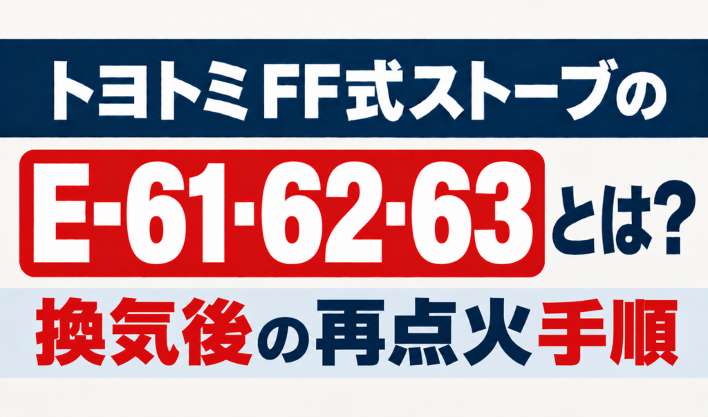 トヨトミFF式ストーブのE-61・E-62・E-63と換気後の再点火手順を解説するサムネイル画像