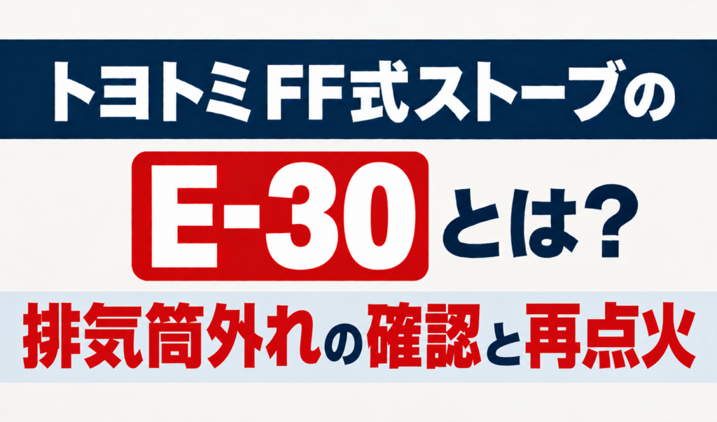 トヨトミFF式ストーブのE-30と排気筒外れの確認・再点火を解説するサムネイル画像