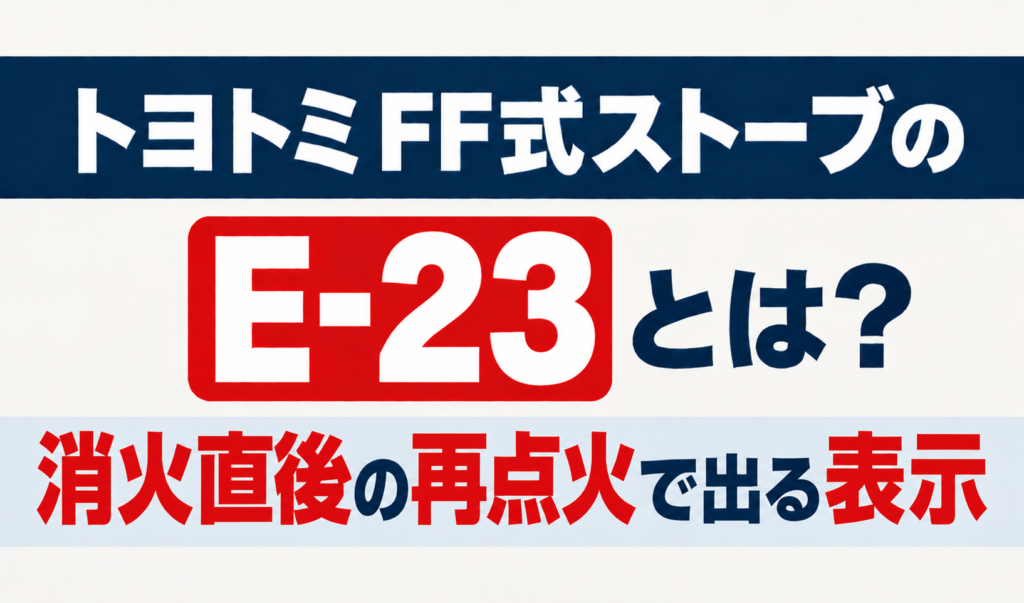 トヨトミFF式ストーブのE-23と消火直後の再点火で出る表示を解説するサムネイル画像