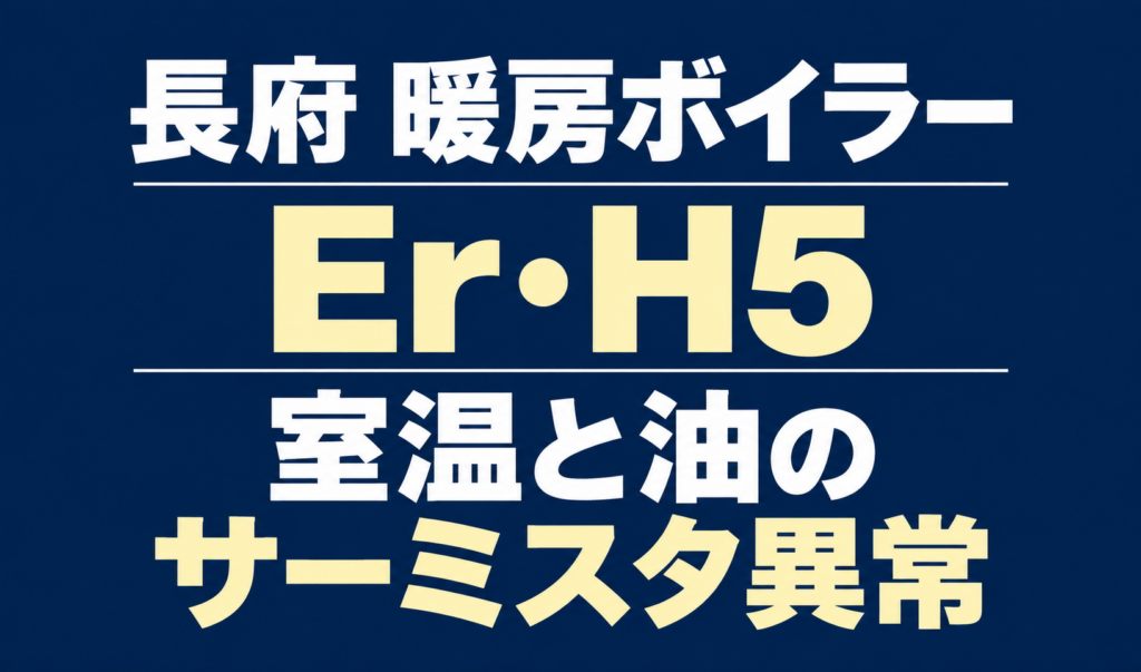 長府の暖房ボイラーのエラーEr・H5と、室温と油のサーミスタ異常を示す文字のみのサムネイル。