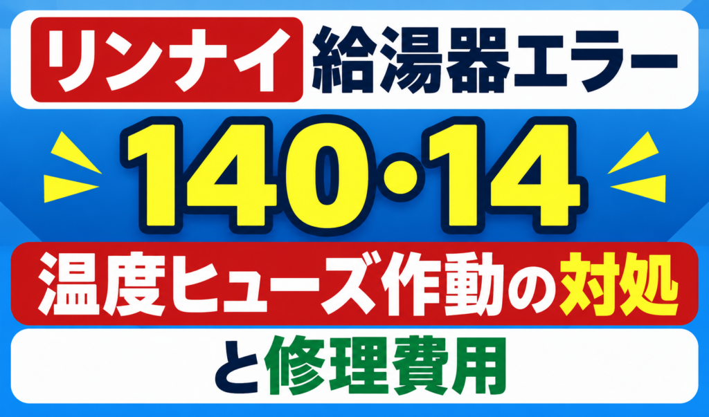 リンナイ給湯器エラー140・14の温度ヒューズ作動の対処と修理費用を示したサムネイル画像
