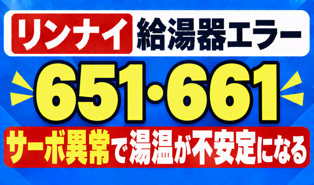 リンナイ給湯器エラー651・661のサーボ異常で湯温が不安定になる症状を示したサムネイル画像