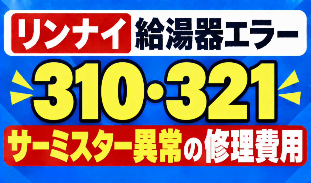 リンナイ給湯器エラー310・321のサーミスター異常の修理費用を示したサムネイル画像