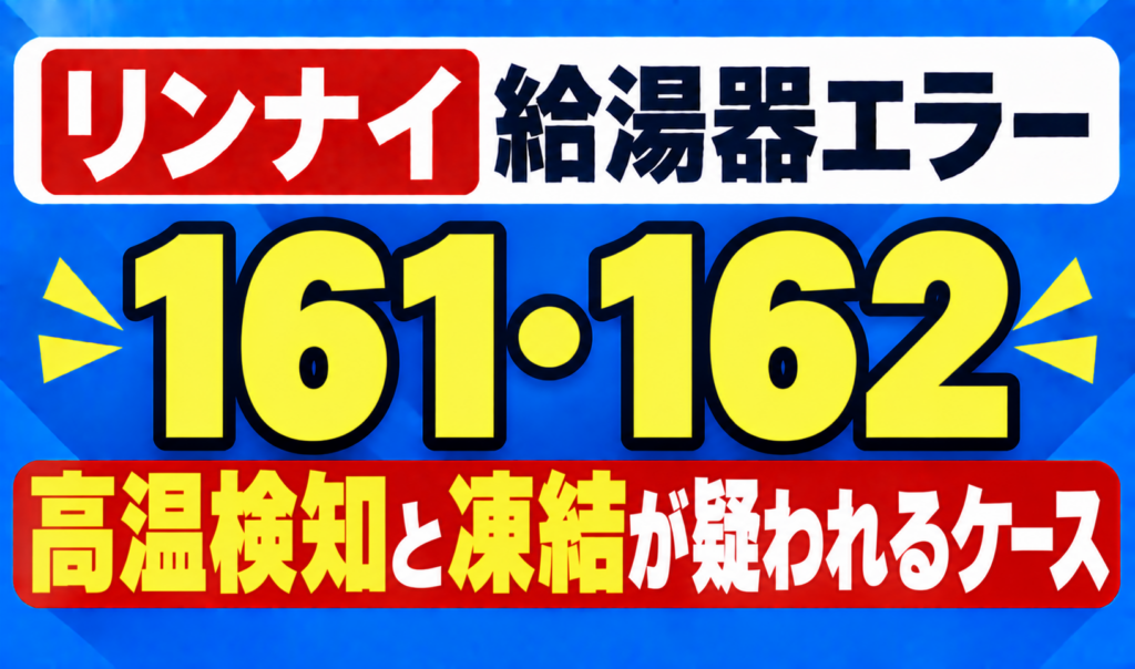 リンナイ給湯器エラー161・162の高温検知と凍結が疑われるケースを示したサムネイル画像