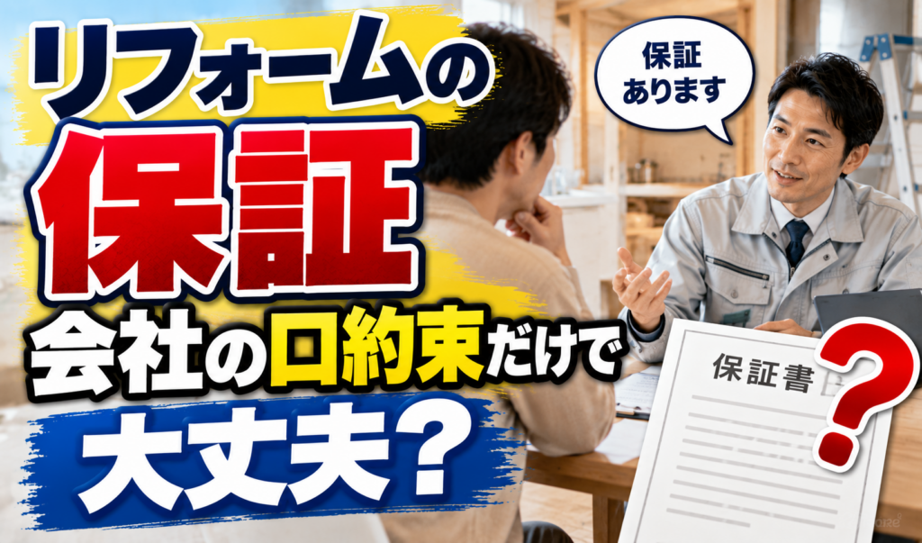 リフォーム会社の担当者と保証について相談し、保証書の必要性を確認している様子のサムネイル画像