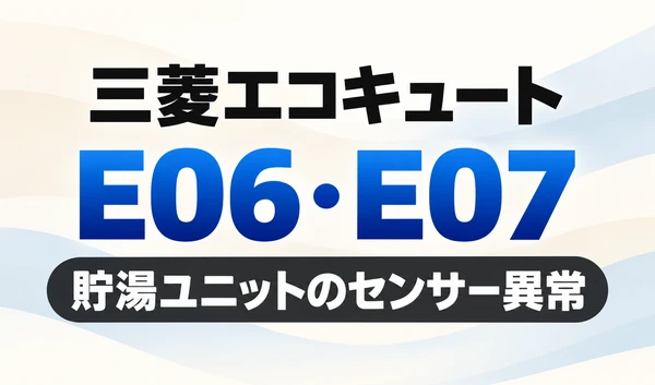 三菱エコキュートのE06・E07と「貯湯ユニットのセンサー異常」を示す文字のみのサムネイル
