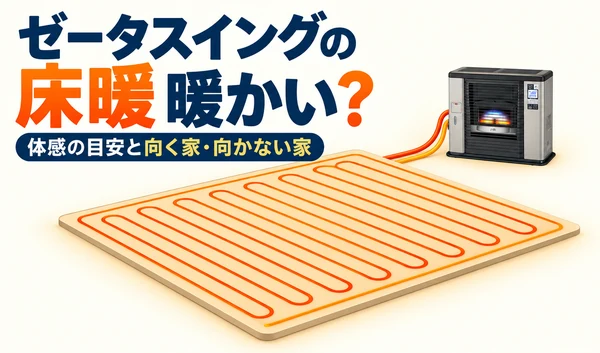 ゼータスイングと正方形の床暖ソフトパネル全体を描いたイラスト